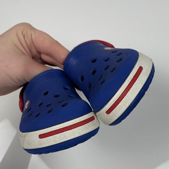 Crocs Kids Crocband II Clogs, Children's Size 7/8 Blue and Red - Picture 6 of 9